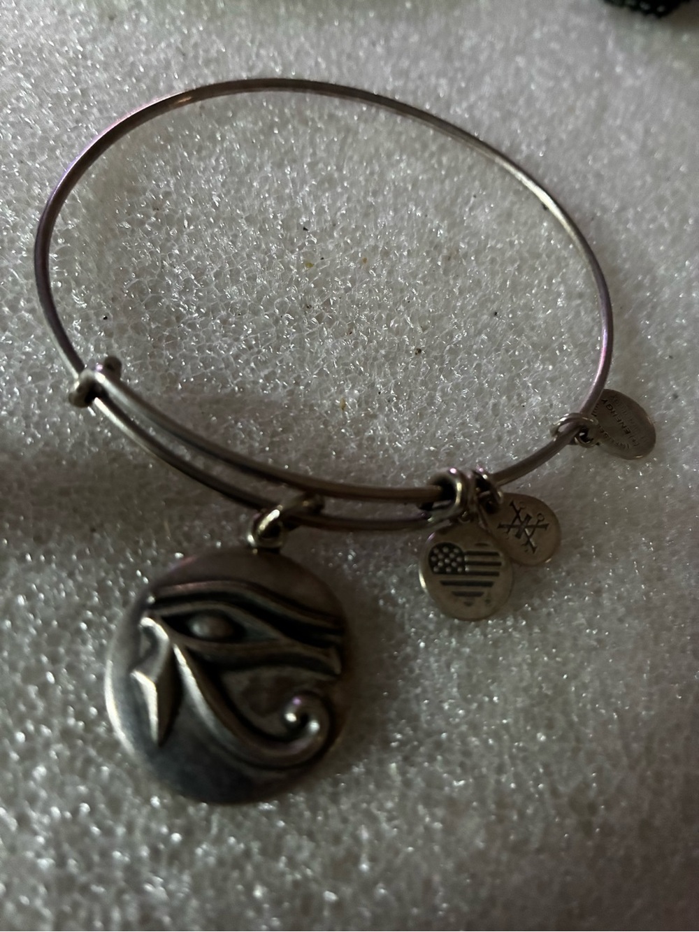 Silver-Tone Charm Bangle Bracelet with Eye Motif Alex and Anne